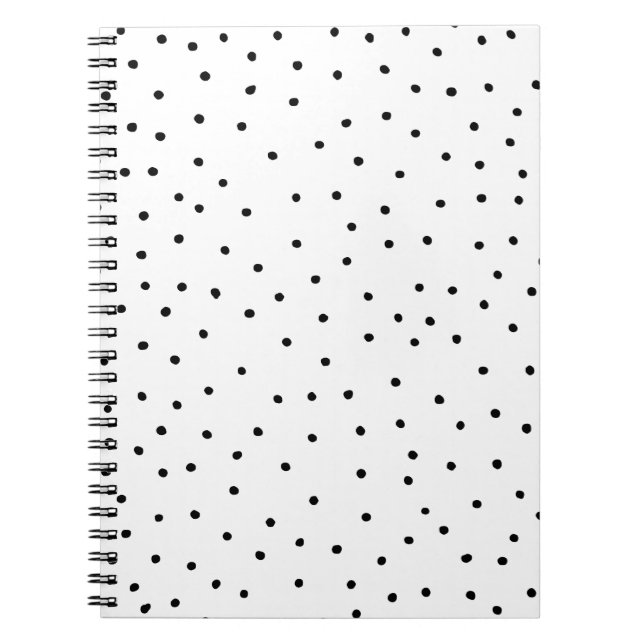 Elegant - enkelt svartvit polka dots anteckningsbok (Framsidan)