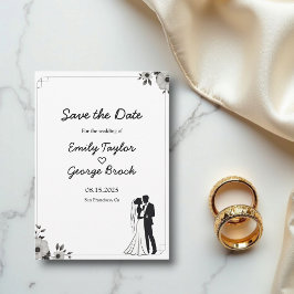 Elegant - enkelt svartvitt par Chic Bröllop Spara Datumet