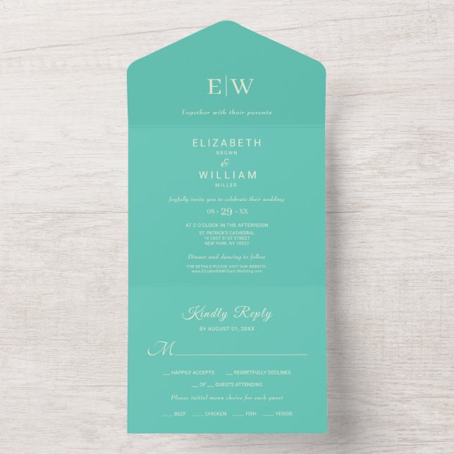 Elegant Enkelt vattenlevande Awe med Monogram Bröl (Insida)