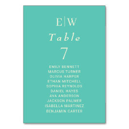 Elegant Enkelt vattenlevande Awe med Monogram Bröl Bordsnummer