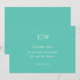 Elegant Enkelt vattenlevande Awe med Monogram Bröl Tack Kort