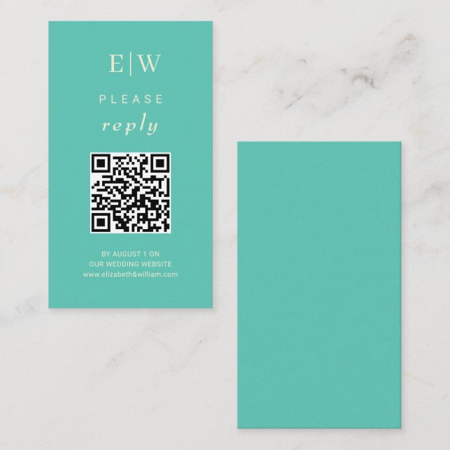 Elegant Enkelt vattenlevande Awe med Monogram Bröl Tilläggskort (Fram/baksida)