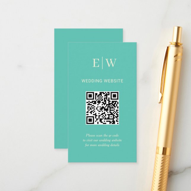 Elegant Enkelt vattenlevande Awe med Monogram Bröl Tilläggskort (Fram/Back In Situ)