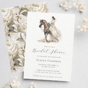 Elegant Equestrian Bride Horse Möhippa Inbjudningar