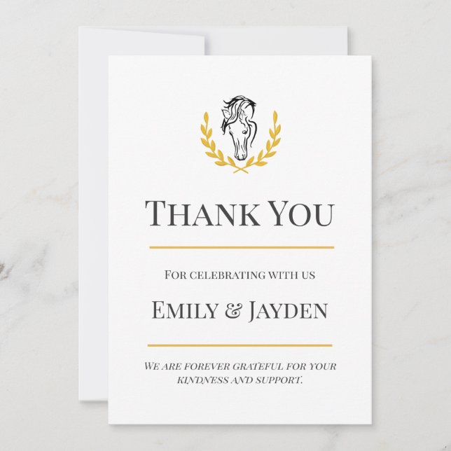 Elegant Equestrian Flat Thank You Card Tack Kort (Framsida)