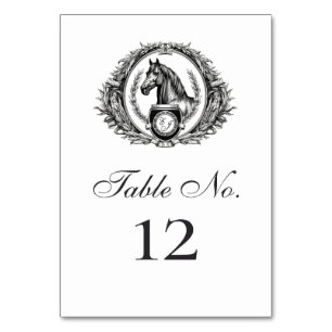 Elegant Equestrian Horse Monogram Vapensköld Bröll Bordsnummer