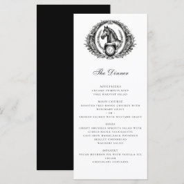 Elegant Equestrian Horse Monogram Vapensköld Bröll Meny