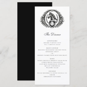 Elegant Equestrian Horse Monogram Vapensköld Bröll Meny