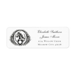 Elegant Equestrian Vapensköld Horse Returadress Etikett