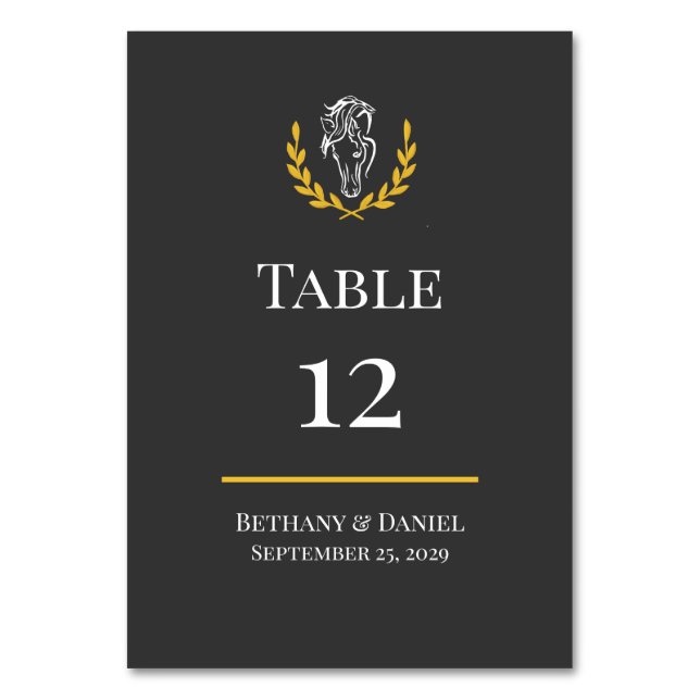 Elegant Equestrian Wedding Table Number Card Bordsnummer (Framsidan)