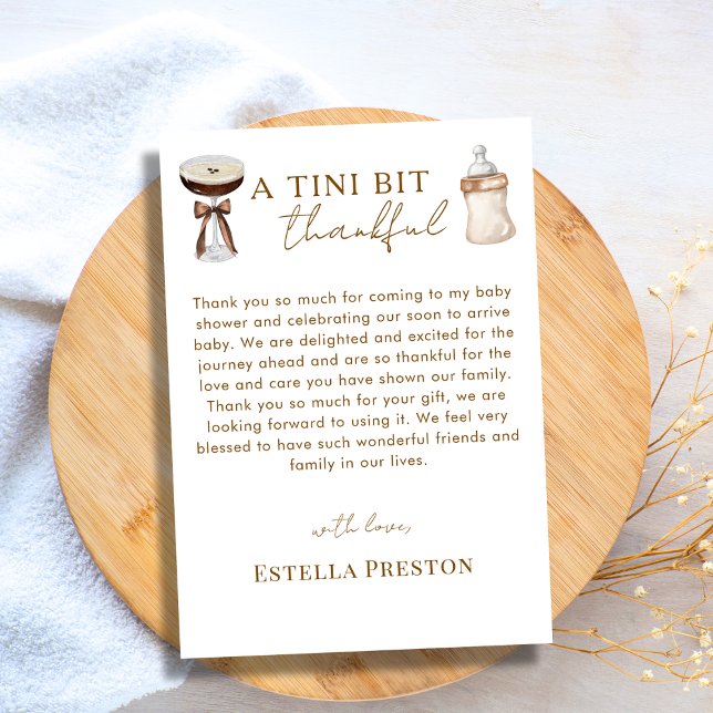 Elegant Espresso Martini & Baby Bottle Baby Shower Tack Kort (Skapare uppladdad)