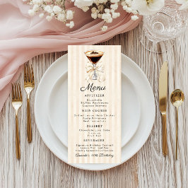 Elegant Espresso Martini Birthday Dinner Flat Menu Meny
