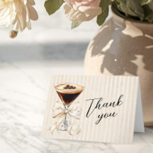 Elegant Espresso Martini Folded Thank You Card