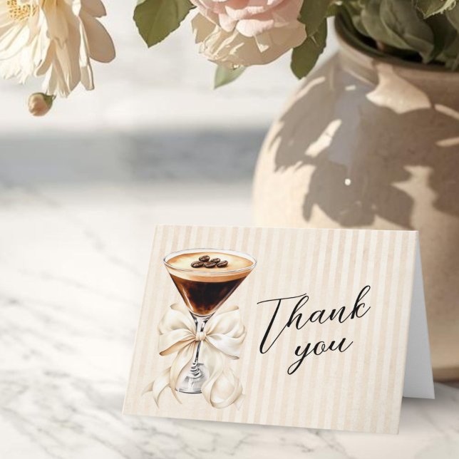 Elegant Espresso Martini Folded Thank You Card Tack Kort (A tini bit older Espresso martini  Birthday thank you card)