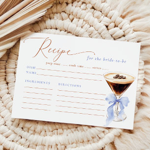 Elegant Espresso Martini Receptkort Bröllopsfest Tilläggskort