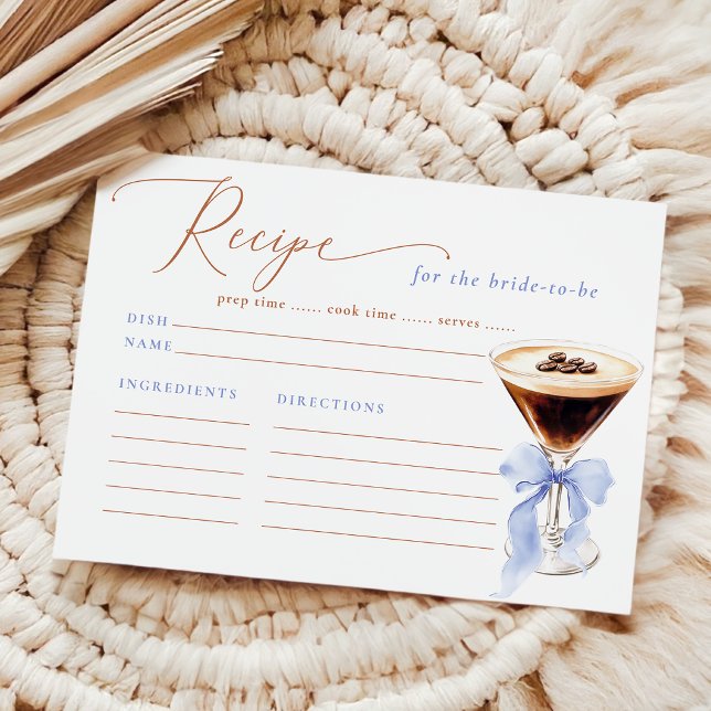 Elegant Espresso Martini Receptkort Bröllopsfest Tilläggskort (Skapare uppladdad)