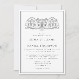 Elegant Estate Illustration Wedding Invitation Inbjudningar