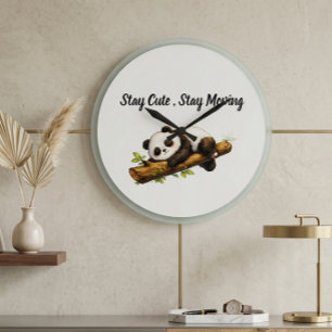 Elegant Estetisk Panda Present – Enkel Minimal Söt Stor Klocka