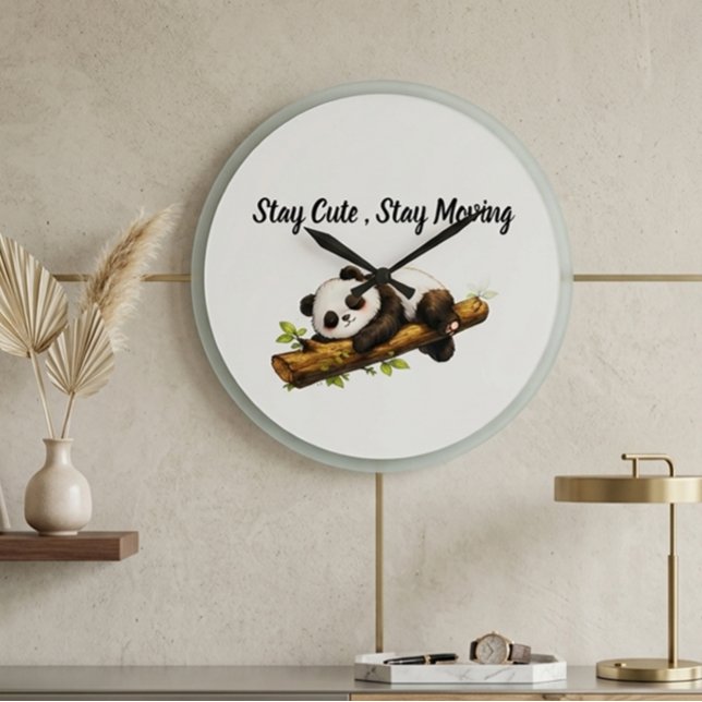 Elegant Estetisk Panda Present – Enkel Minimal Söt Stor Klocka (Skapare uppladdad)