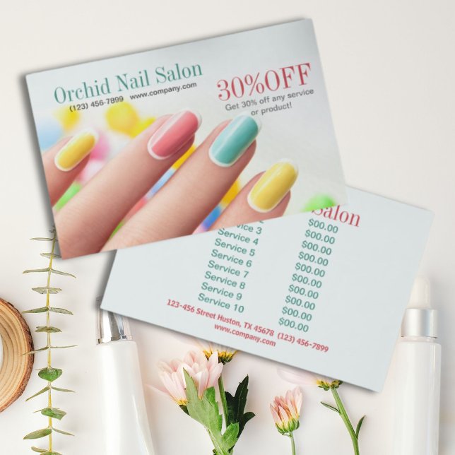 Elegant Esthetician SPA Nagelsalong Prislistor Flygblad (Elegant Esthetician SPA Nail Salon Price Lists Flyer)