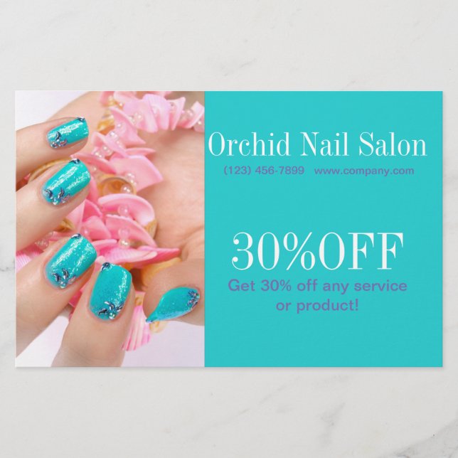 Elegant Esthetician SPA Nagelsalong Prislistor Flygblad (Framsidan)