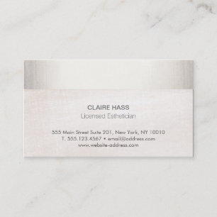 Elegant Esthetician White Marble Silver Rand Visitkort
