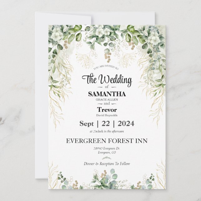 Elegant Eternity: Gå med oss på vår Bröllopsdag Inbjudningar (Framsida)