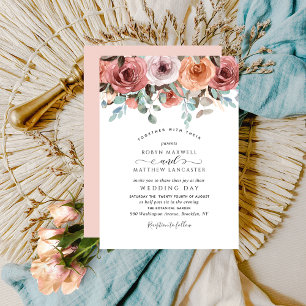 Elegant Etheral , Peach, Mint Blommigt Bröllop Inbjudningar