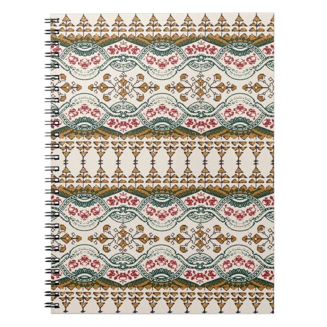 Elegant Ethnic Blommigt Boho Gräns Anteckningsbok (Framsidan)