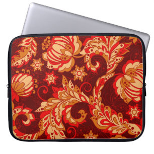 Elegant Ethnic Flowers Seamless Mönster Laptop Fodral