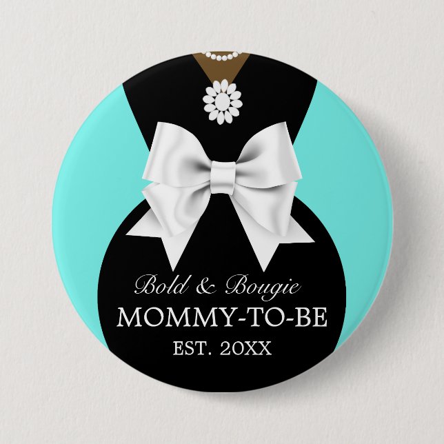 Elegant Ethnic Teal Baby & Co Tiffany Baby Shower Knapp (Framsida)