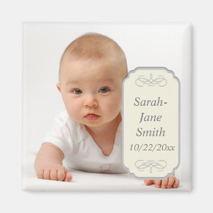 Elegant-etikett Baby Photo Keepsak Magnet