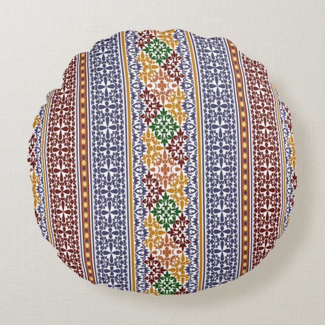 elegant etniskt mönster  rund kudde (Framsidan)