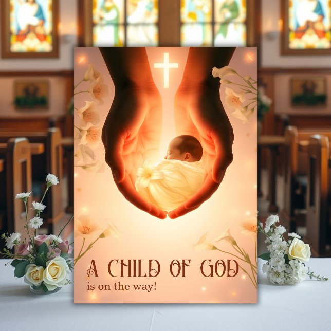 Elegant Ett barn till Gud Christian Baby Shower Inbjudningar (Elegant A Child of God Christian Baby Shower Invitation)