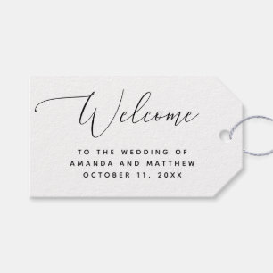 Elegant: ett minimalistiskt skript bröllop välkomm presentetikett