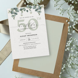 Elegant Eucalyptus 50:e födelsedagen Surprise Part Inbjudningar