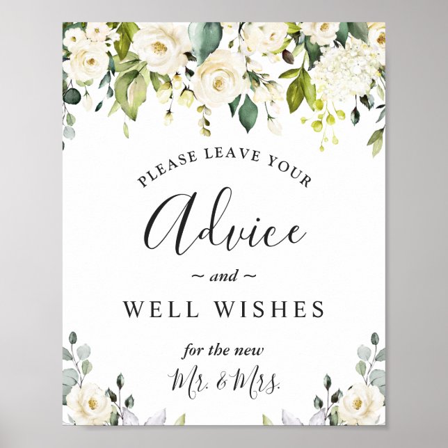 Elegant Eucalyptus Advice och well Önskemål Bröllo Poster (Framsidan)