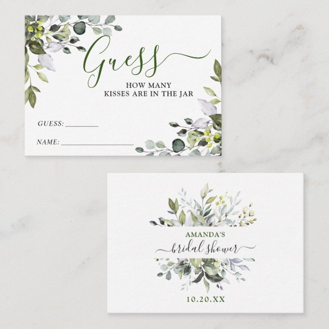 Elegant Eucalyptus anger hur många spelkort Visitkort (Fram/baksida)