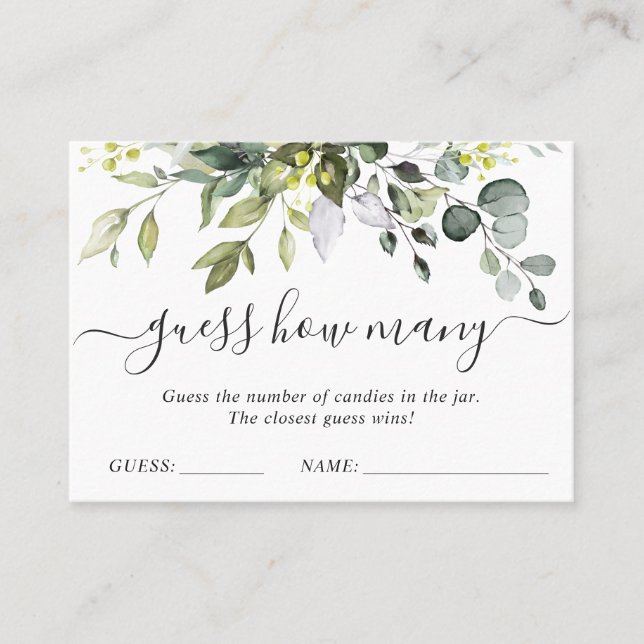 Elegant Eucalyptus anger hur många spelkort Visitkort (Framsida)