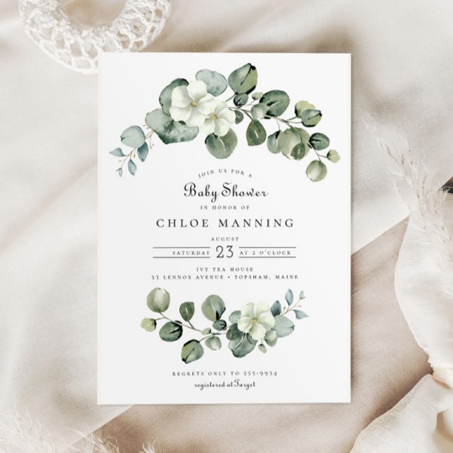 Elegant Eucalyptus Arch Greenery Baby Shower Inbjudningar (Skapare uppladdad)