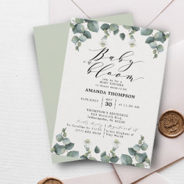Elegant Eucalyptus Baby i babyskor i blodet Inbjudningar