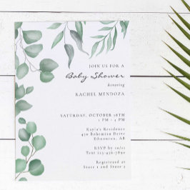 Elegant Eucalyptus Baby Shower Greenery Foliage Inbjudningar