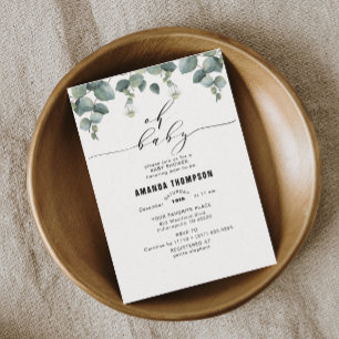 Elegant Eucalyptus Baby Shower Inbjudningar