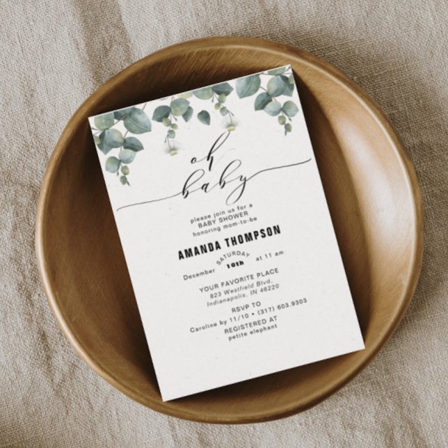 Elegant Eucalyptus Baby Shower Inbjudningar (Skapare uppladdad)