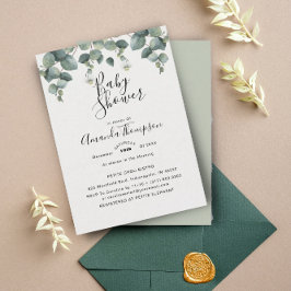 Elegant Eucalyptus Baby Shower Inbjudningar