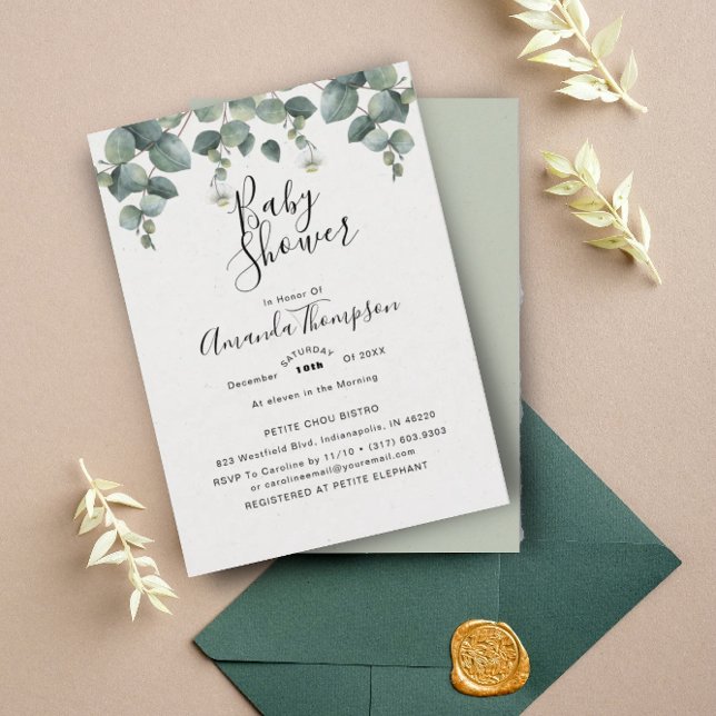 Elegant Eucalyptus Baby Shower Inbjudningar (Skapare uppladdad)