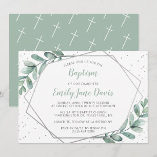 Elegant Eucalyptus Baptism eller förgrundsbildning Inbjudningar