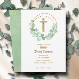 Elegant Eucalyptus Baptism Inbjudningar