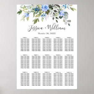 Elegant Eucalyptus Blommigt 15 Bord SEATING CHART Poster