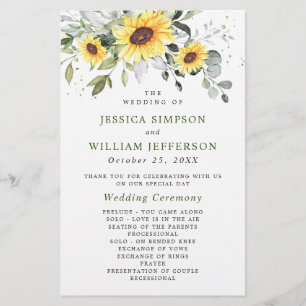 Elegant Eucalyptus Blommigt Bröllop Ceremony-progr